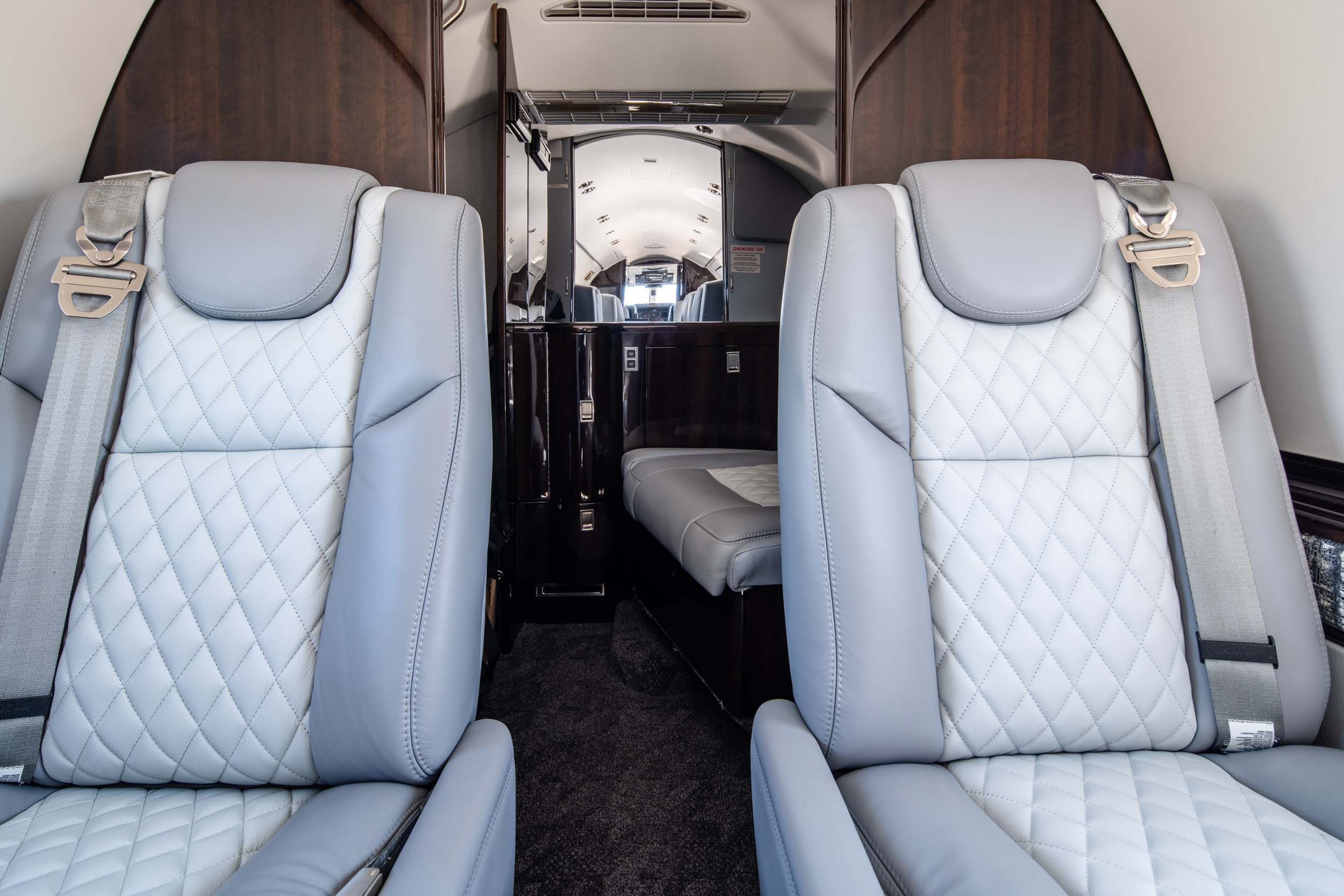 Hawker Beechjet 400 private jet interior seats close up