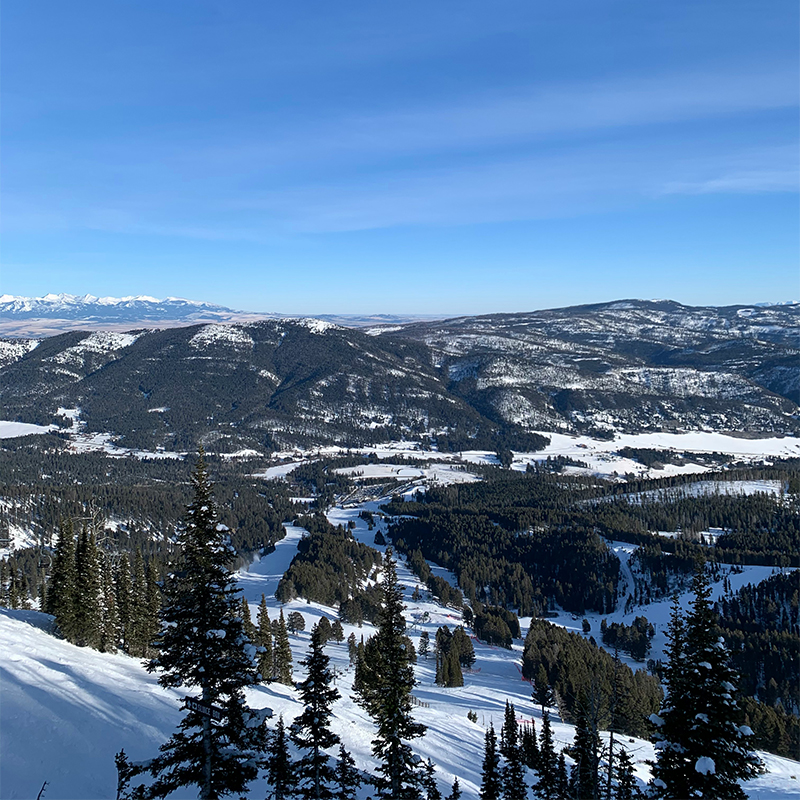 View of snowy mountains in Bozeman, Montana