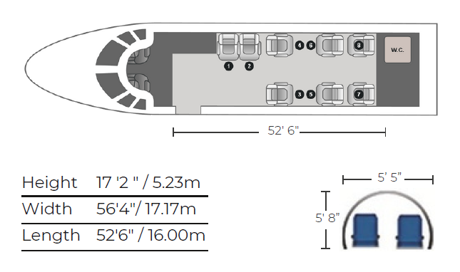 CITATION XLS Gen 2 private jet layout and dimensions